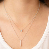 Double layer Necklace with 0.10ct Diamonds in 9K White Gold