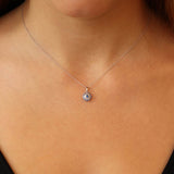 Sapphire and Diamond Pendant in 9K White Gold