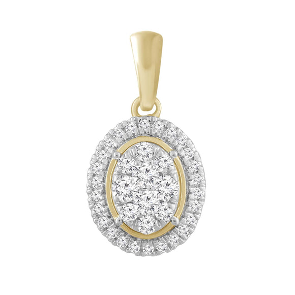 Oval Pendant with 0.25ct Diamond in 9K Yellow Gold