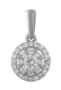 Round Pendant with 0.20ct Diamonds in 9K White Gold