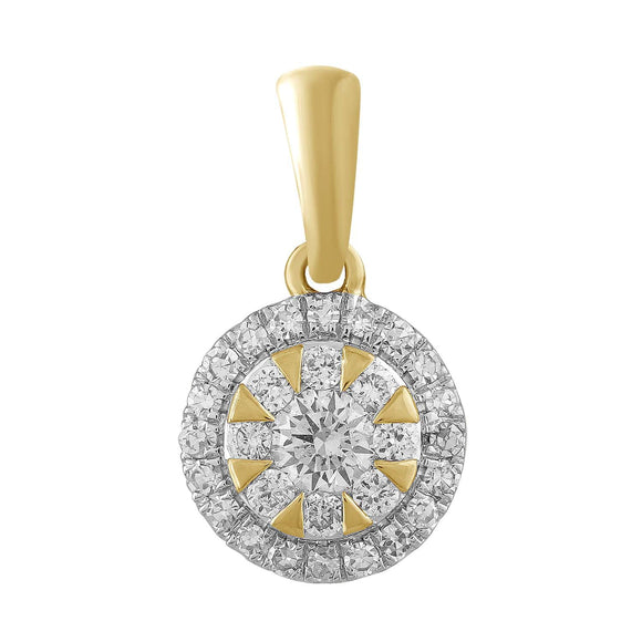 Round Pendant with 0.20ct Diamond in 9K Yellow Gold