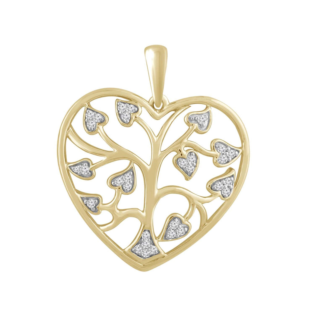 Tree Of Life Pendant with 0.10ct Diamond in 9K Yellow Gold