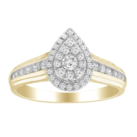 Pear Ring with 0.50ct Diamond in 9K Yellow Gold