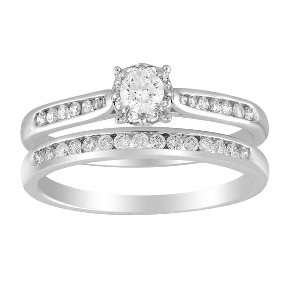 Solitaire Ring Set with 0.50ct Diamond in 9K White Gold