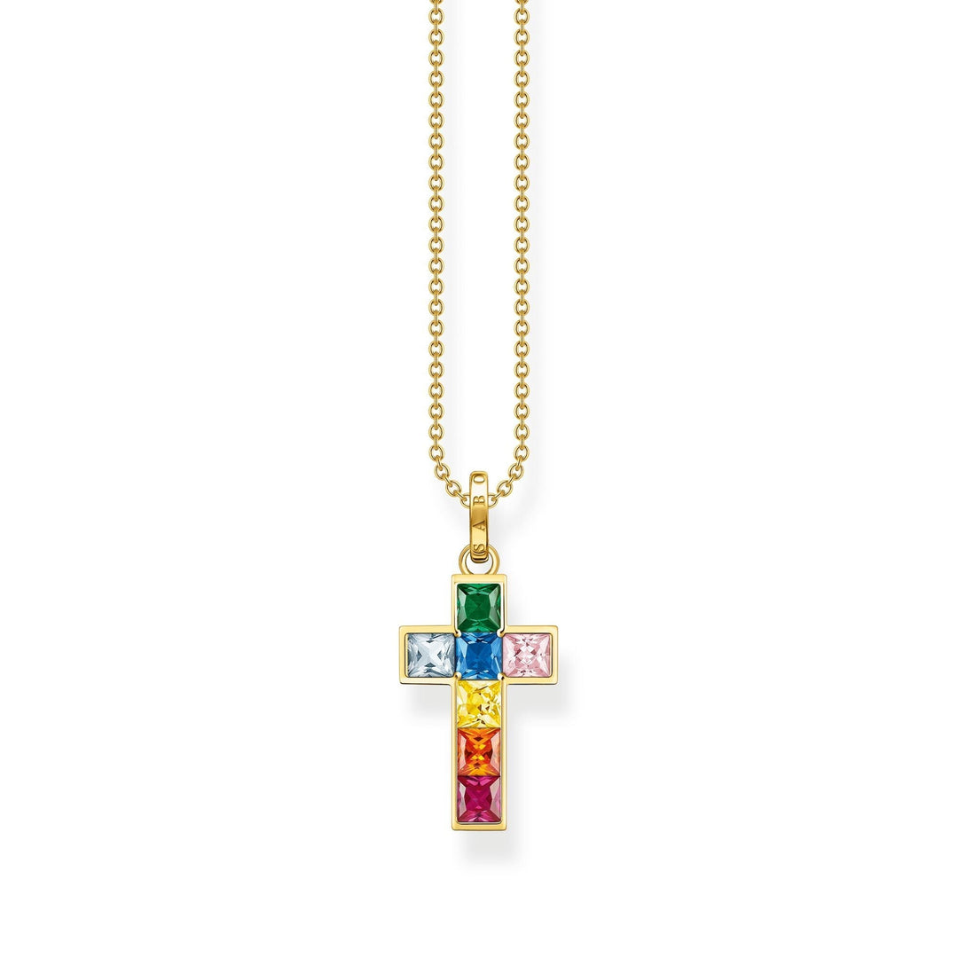 Thomas Sabo Necklace cross colourful stones gold TKE2166MCY