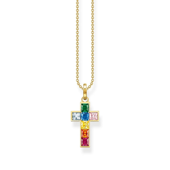 Thomas Sabo Necklace cross colourful stones gold TKE2166MCY