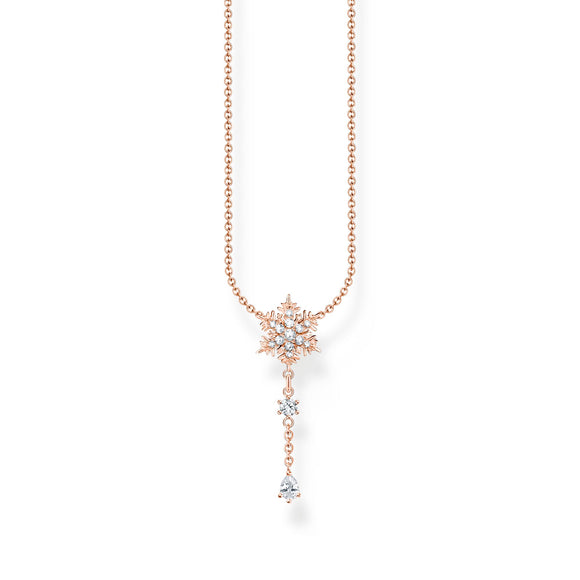 Thomas Sabo Necklace snowflake with white stones rose gold TKE2171R
