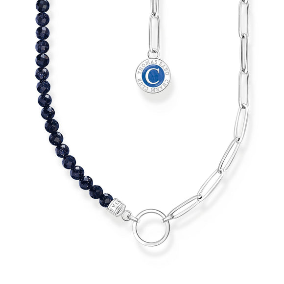 THOMAS SABO Silver Charm Necklace With Beads In Dark Blue TKE2189BLU
