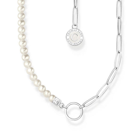 THOMAS SABO Charm Necklace with Pearls and Chain Links Silver TKE2189WH