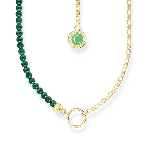 THOMAS SABO Gold Member Charm Necklace with Green Beads TKE2190GRY
