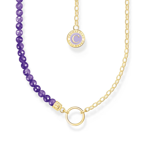 THOMAS SABO Gold Member Charm Necklace with Violet Beads TKE2190AMY