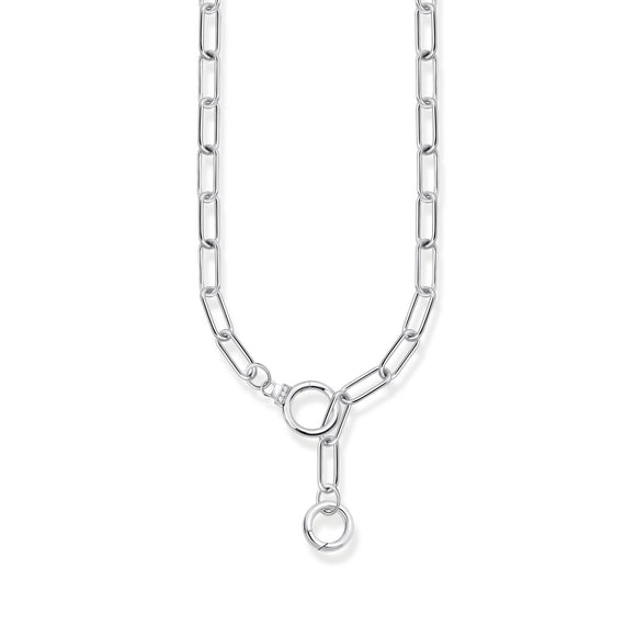 THOMAS SABO Silver Link Necklace with Two Ring Clasps and White Zirconia TKE2192