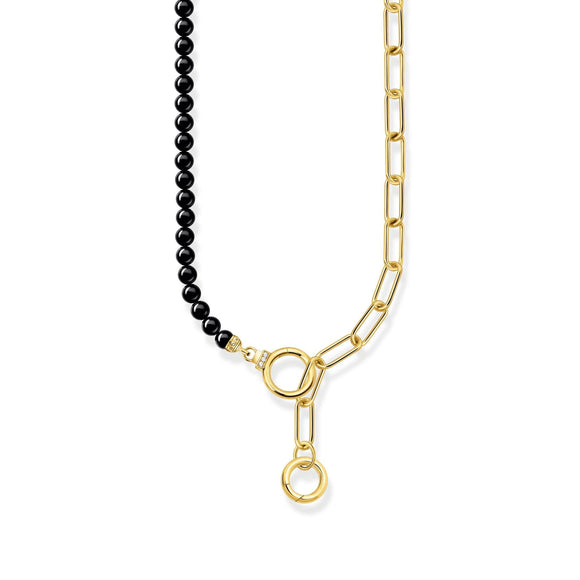 THOMAS SABO Gold Necklace with Onyx Beads and White Zirconia TKE2193BLY