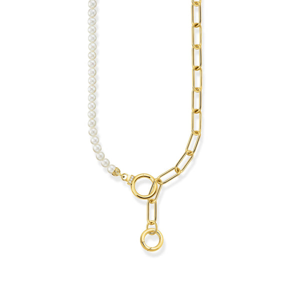 THOMAS SABO Golden Necklace with Freshwater Pearls and Zirconia TKE2193WHY