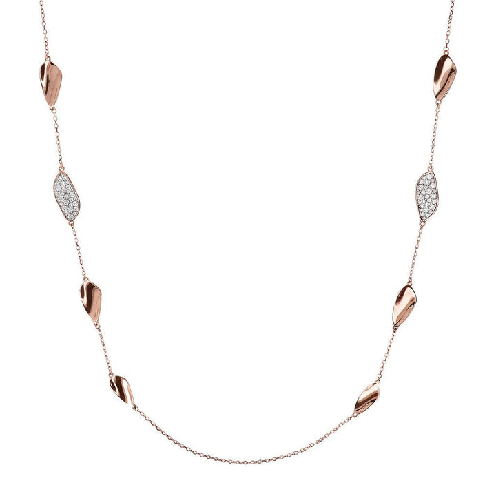 Bronzallure Leaf Necklace Cubic Zirconia