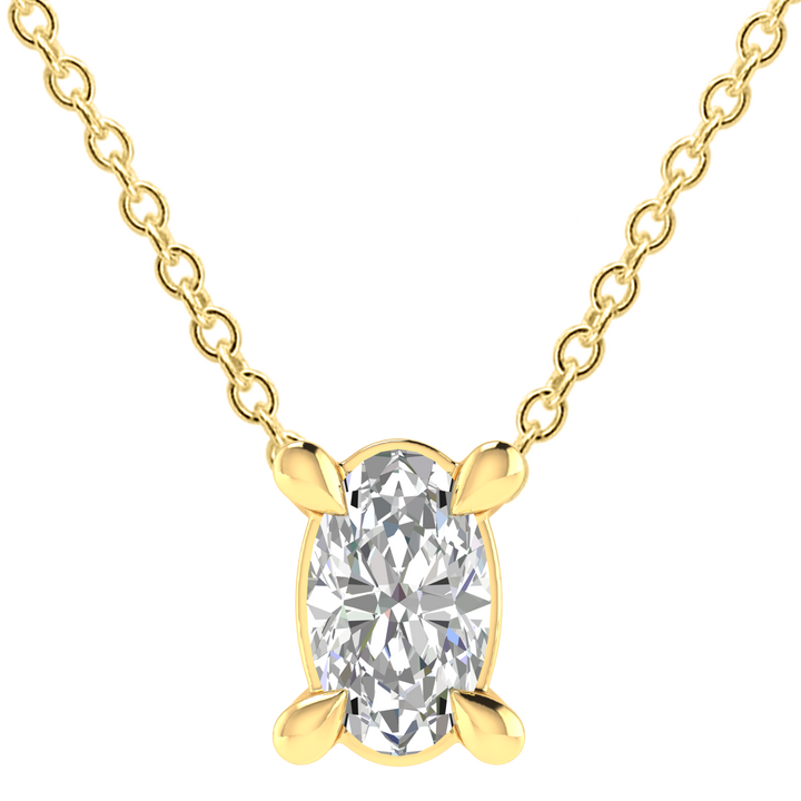 Diamond Oval Necklace with 0.25ct Diamonds in 9K Yellow Gold