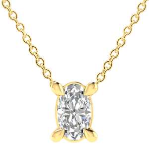 Diamond Oval Necklace with 0.25ct Diamonds in 9K Yellow Gold