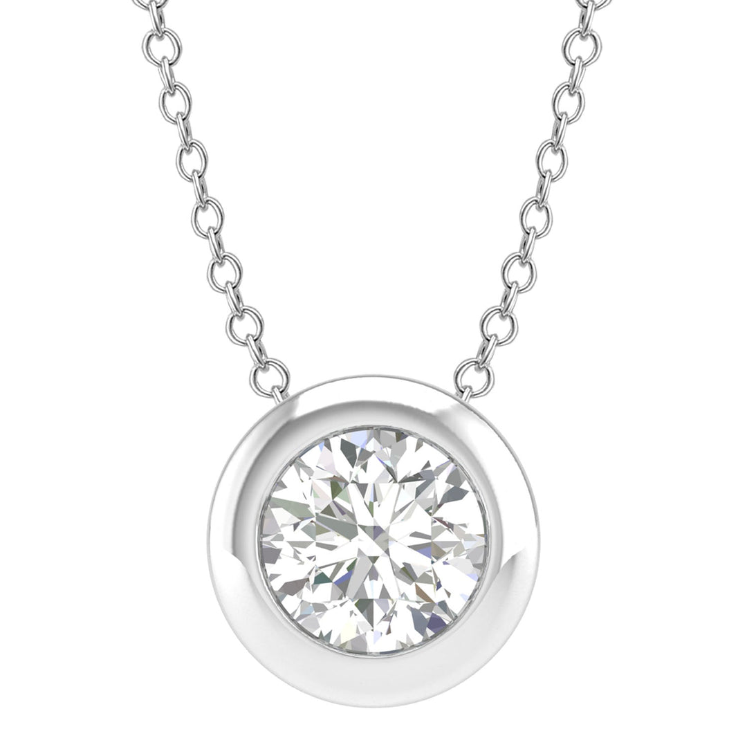 Diamond Round Necklace with 0.20ct Diamonds in 9K White Gold