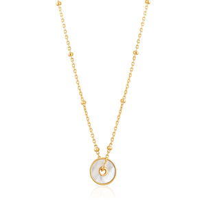 Ania Haie Mother Of Pearl Disc Necklace - Gold