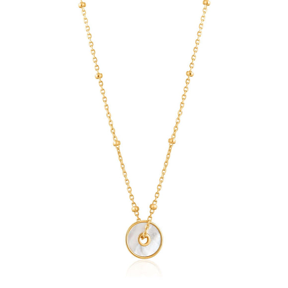 Ania Haie Mother Of Pearl Disc Necklace - Gold