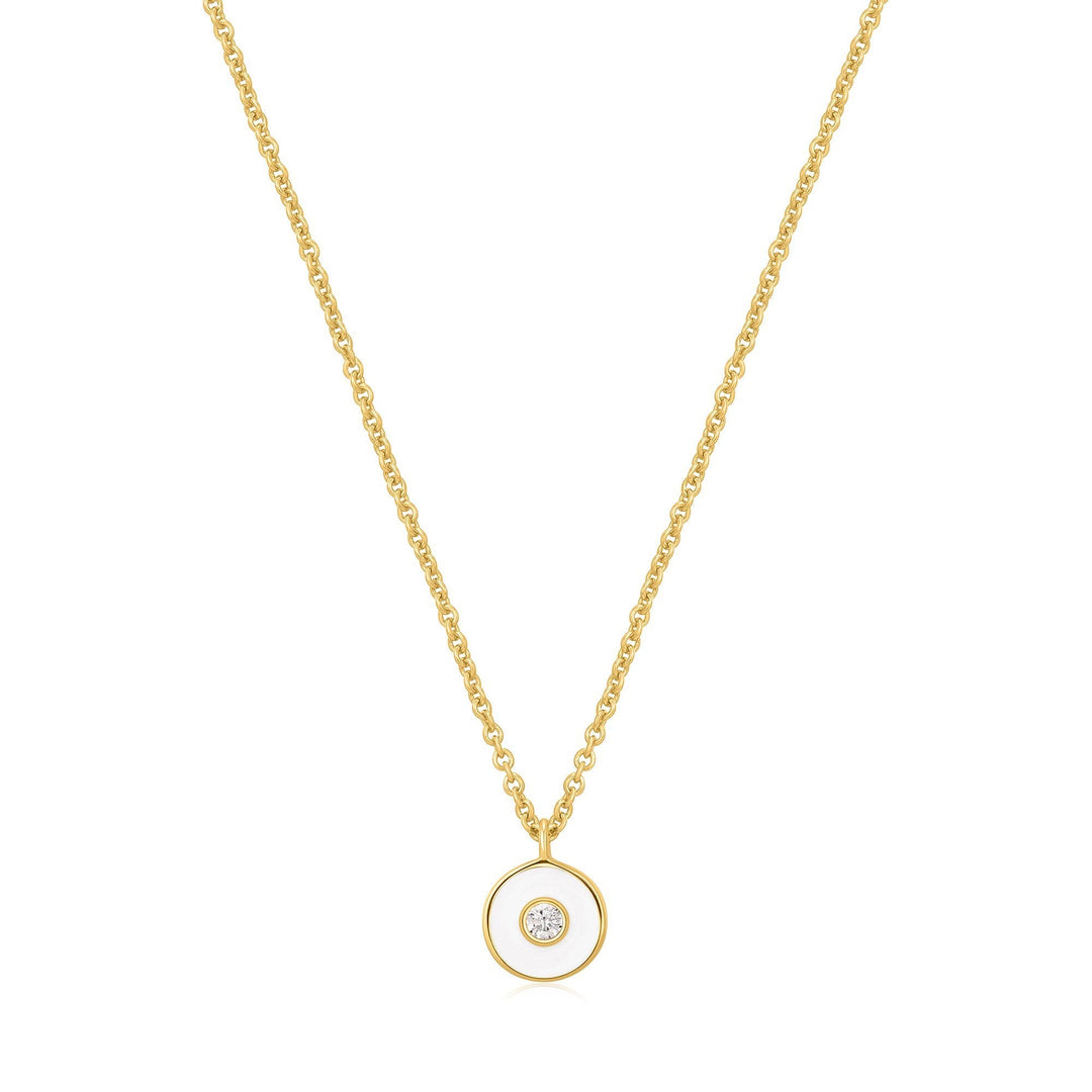 Ania Haie Optic White Enamel Disc Gold Necklace