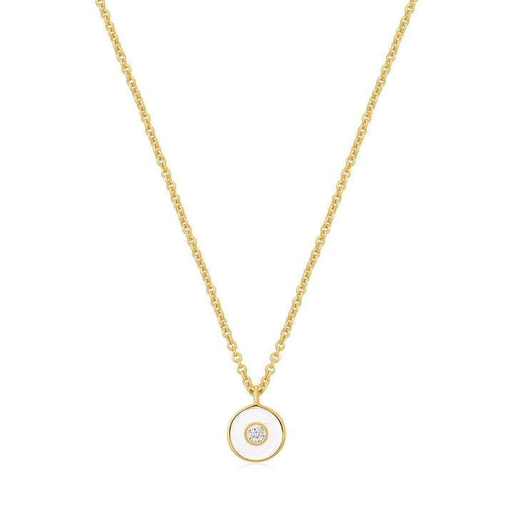 Ania Haie Optic White Enamel Disc Gold Necklace