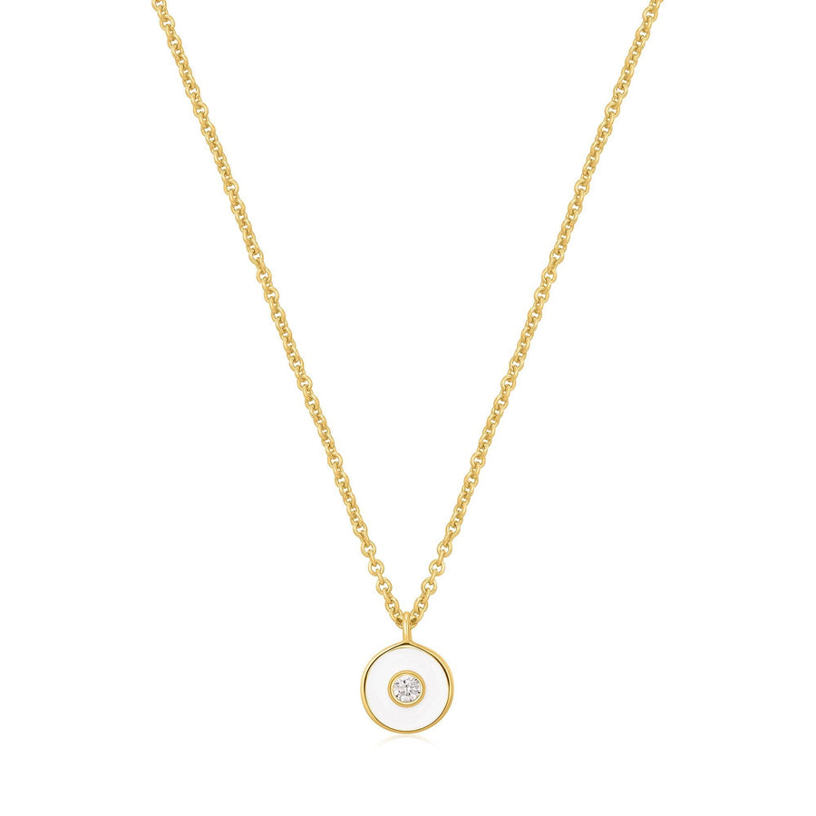 Ania Haie Optic White Enamel Disc Gold Necklace