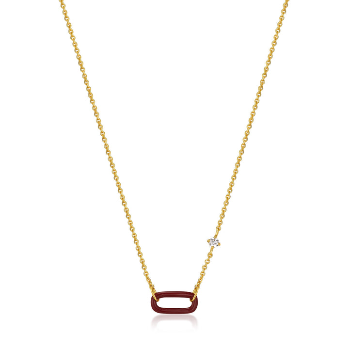 Ania Haie Claret Red Enamel Gold Link Necklace