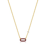 Ania Haie Claret Red Enamel Gold Link Necklace