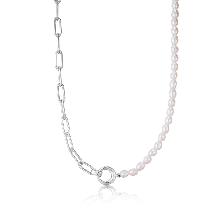 Ania Haie Silver Pearl Chunky Link Chain Necklace N043-01H