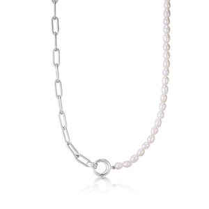 Ania Haie Silver Pearl Chunky Link Chain Necklace N043-01H