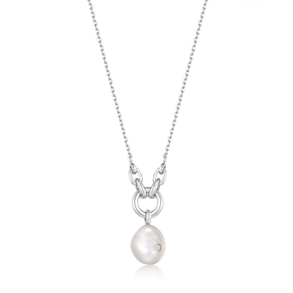 Ania Haie Silver Pearl Sparkle Pendant Necklace N043-03H