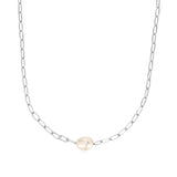 Ania Haie Silver Pearl Sparkle Chunky Chain Necklace N043-05H