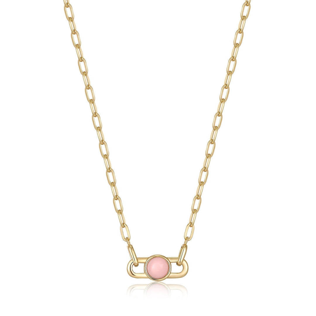 Ania Haie Gold Orb Rose Quartz Link Necklace N045-05G-RQ