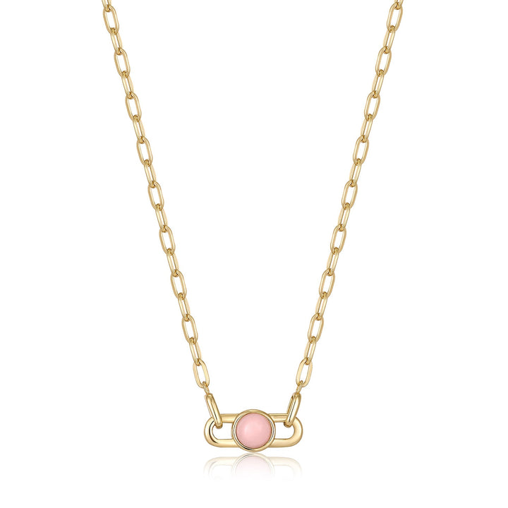 Ania Haie Gold Orb Rose Quartz Link Necklace N045-05G-RQ