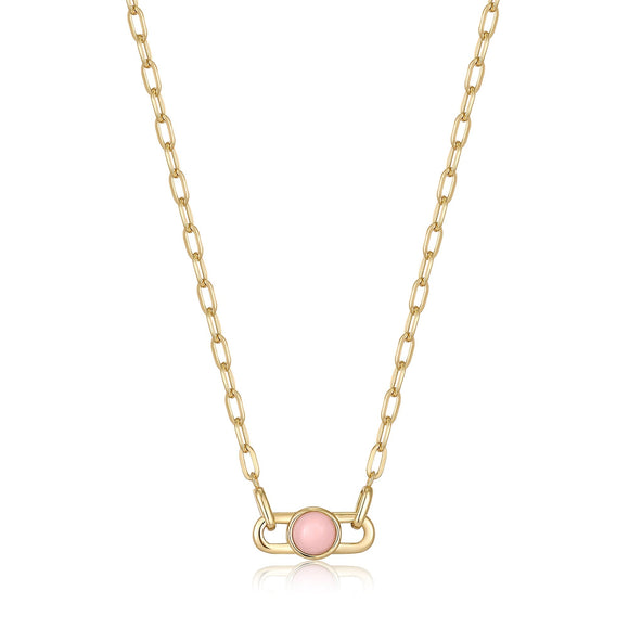 Ania Haie Gold Orb Rose Quartz Link Necklace N045-05G-RQ