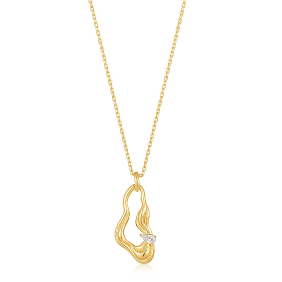 Ania Haie Gold Twisted Wave Drop Pendant Necklace N050-01G
