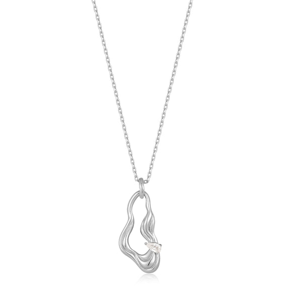 Ania Haie Silver Twisted Wave Drop Pendant Necklace N050-01G