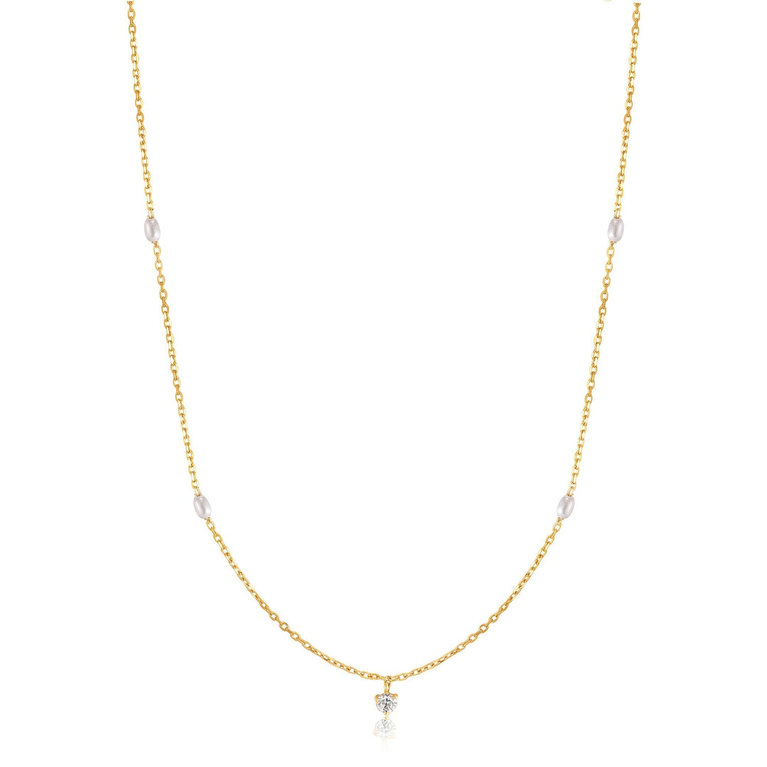 Ania Haie 14kt Gold Pearl and White Sapphire Necklace NAU003-01YG