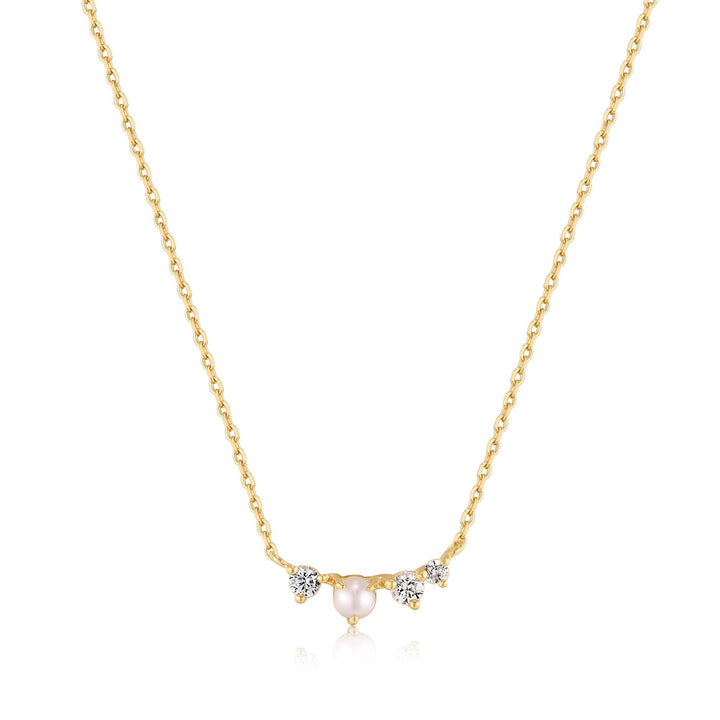 Ania Haie 14kt Gold Pearl and White Sapphire Radiance Necklace NAU003-02YG