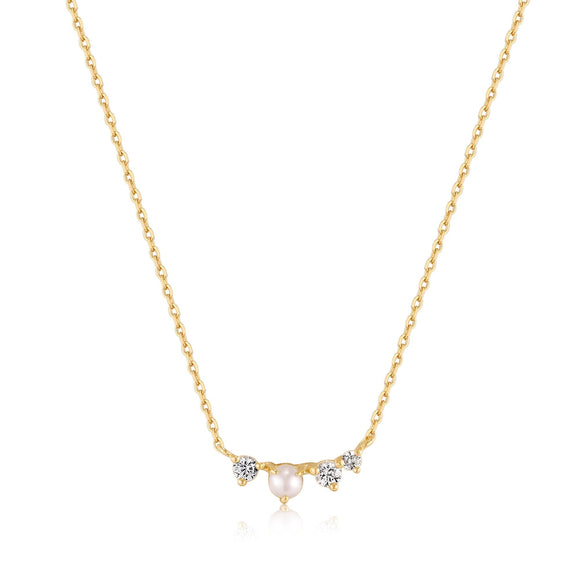 Ania Haie 14kt Gold Pearl and White Sapphire Radiance Necklace NAU003-02YG