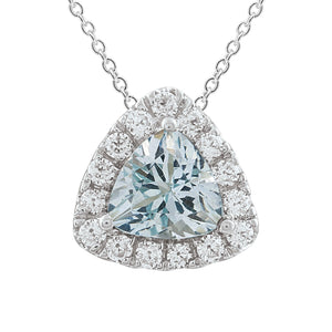 Aquamarine Necklace with 0.20ct Diamonds in 9K White Gold