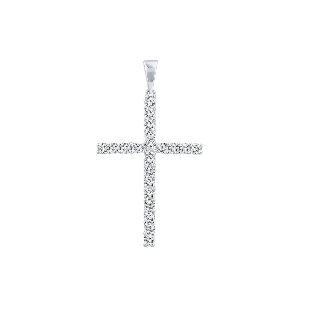 Diamond Cross Pendant with 0.50ct Diamonds in 9K White Gold - PC-0171-W