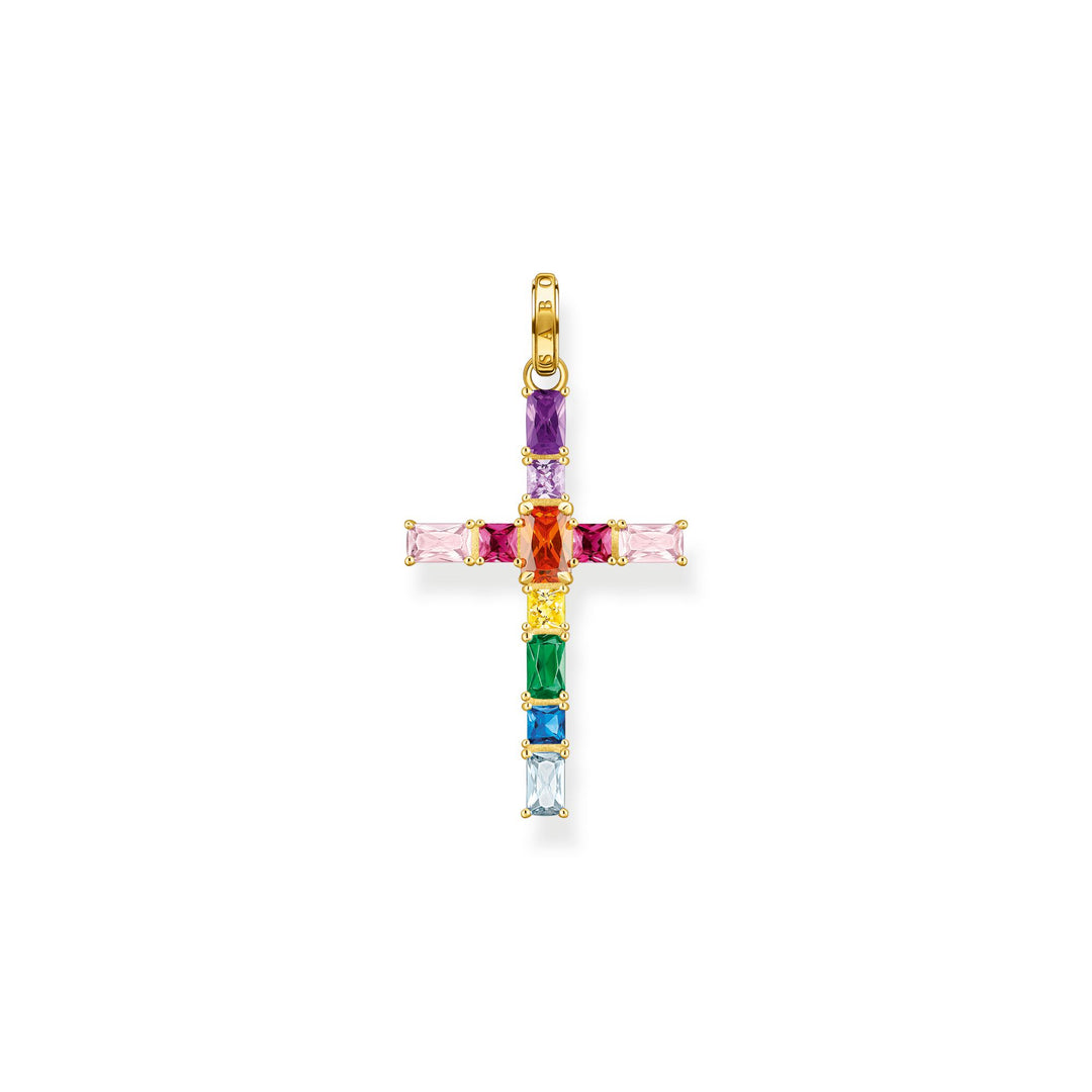 Thomas Sabo Pendant cross colourful stones gold TPE939MCY