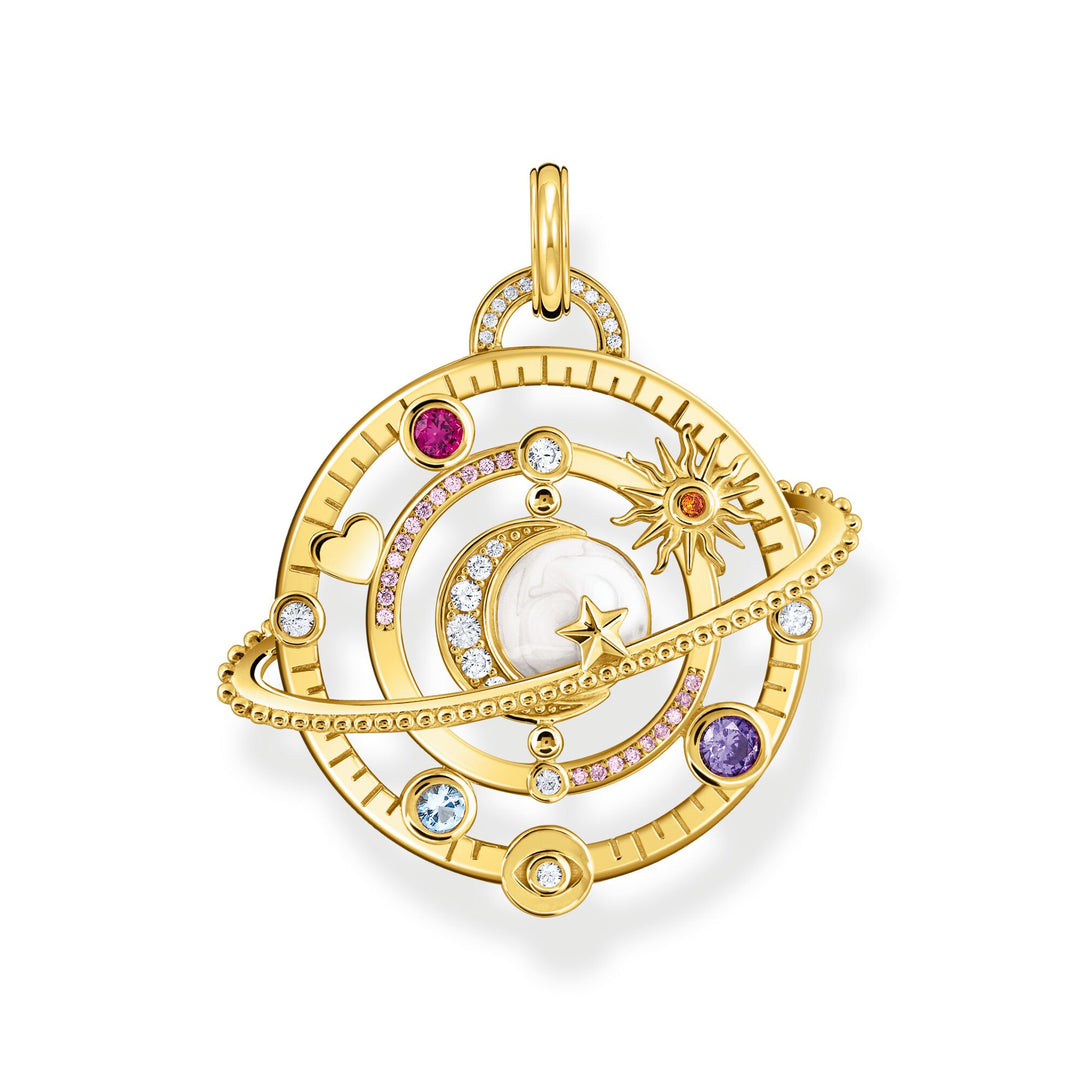 THOMAS SABO Gold Planetary Ring Pendant with Colourful Stones TPE953Y