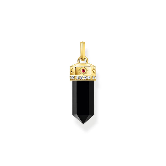 THOMAS SABO Gold Pendant with Onyx in Hexagon-Shape and Stones TPE955BLY