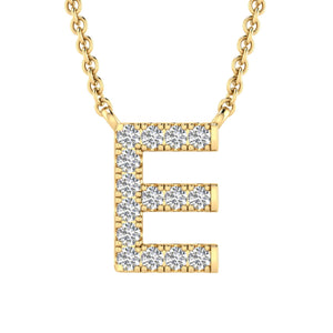 Initial 'E' Necklace with 0.09ct Diamonds in 9K Yellow Gold - PF-6267-Y