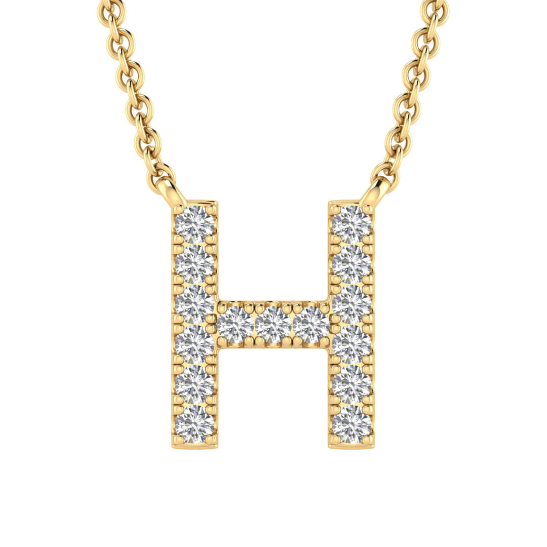 Initial 'H' Necklace with 0.09ct Diamonds in 9K Yellow Gold - PF-6270-Y