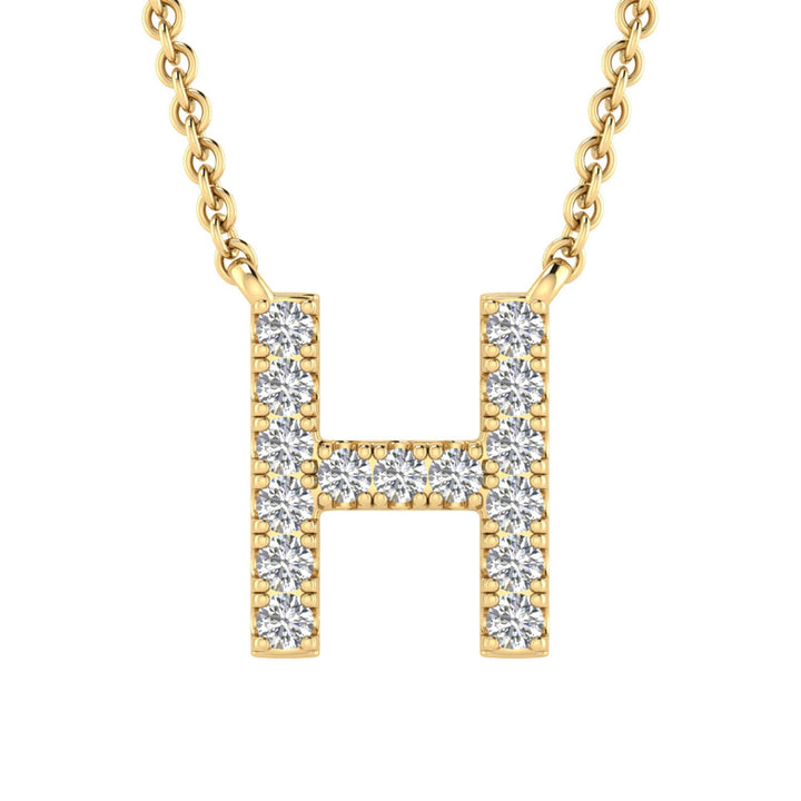 Initial 'H' Necklace with 0.09ct Diamonds in 9K Yellow Gold - PF-6270-Y