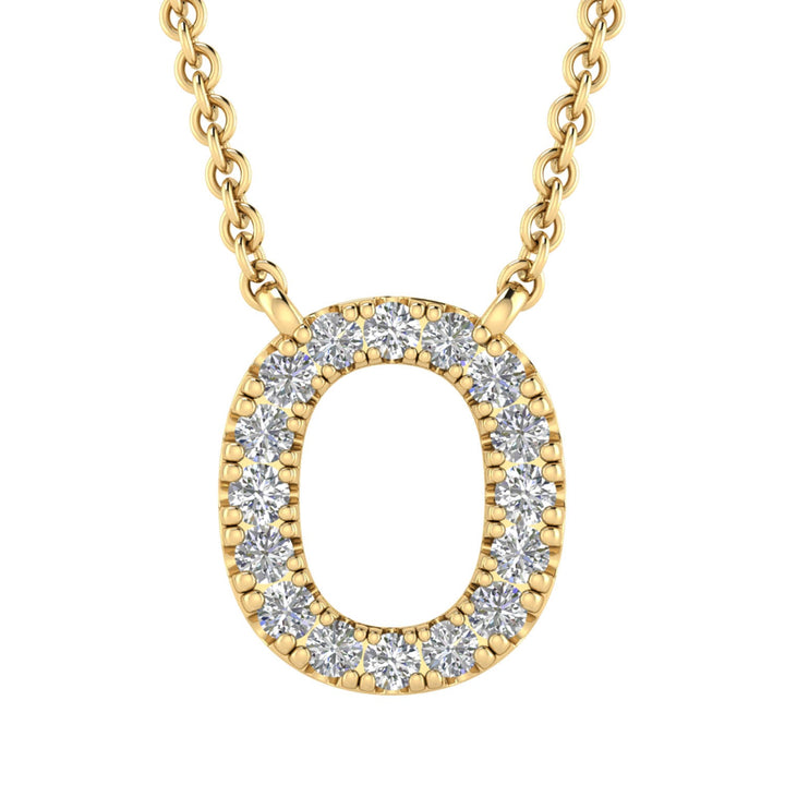 Initial 'O' Necklace with 0.09ct Diamonds in 9K Yellow Gold - PF-6277-Y